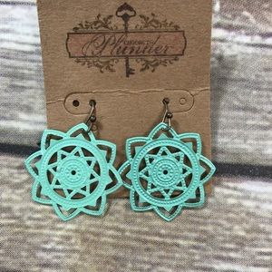 Plunder Design Mint Filigree Earrings NIB